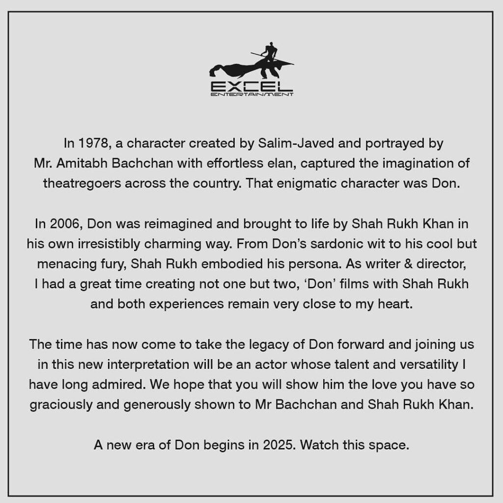 Statement by Farhan Akhtar for Don